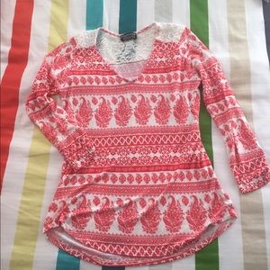 Papermoon for stitchfix red and lace paisley top