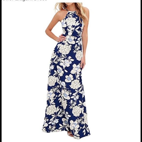 Dresses & Skirts - 🆕Halter, Floral- Printed, Open Back, Maxi Dress