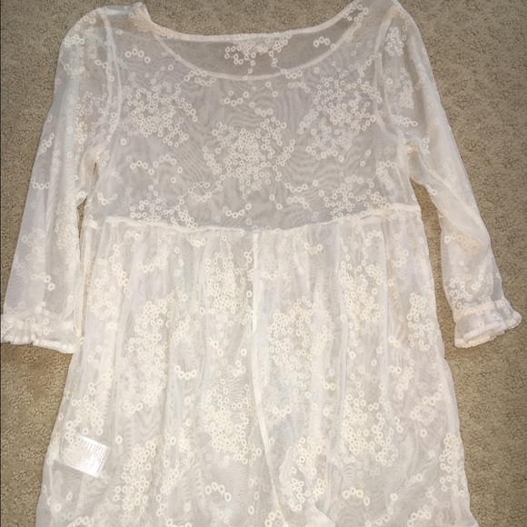 sheer printed long sleeve top - Picture 2 of 2