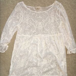 sheer printed long sleeve top