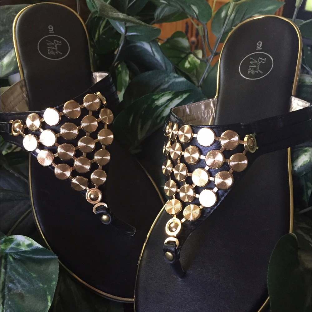 New Gold Embellished Sandals | NWOT