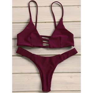 NWT Burgundy Strappy Extra Cheeky Bikini
