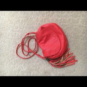 Neon red cross body purse