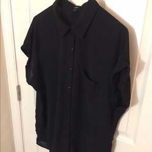 Chiffon short sleeve button up top