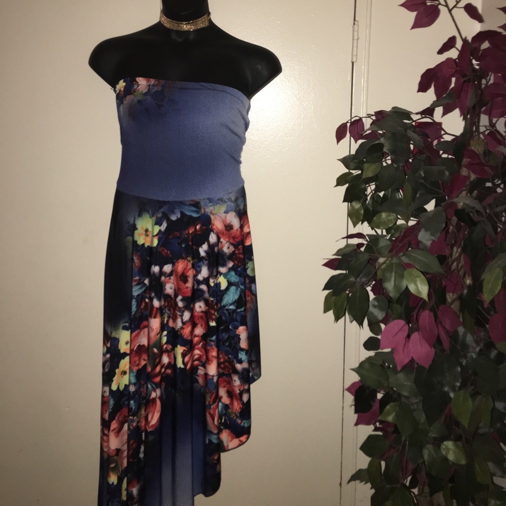 Floral strapless tube dress