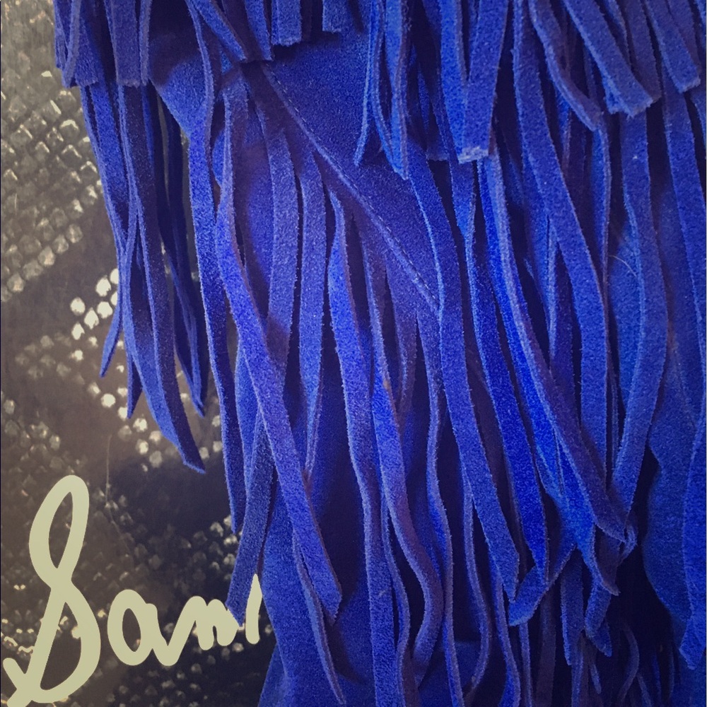 rare Sam Edelman blue utah fringe boots size 6