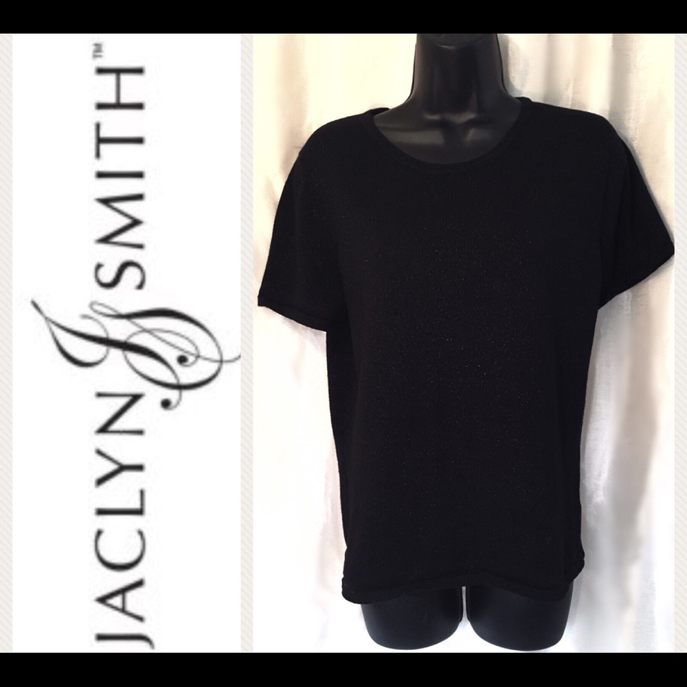 Jaclyn Smith~Black Glitter ✨Top✨ Size Large