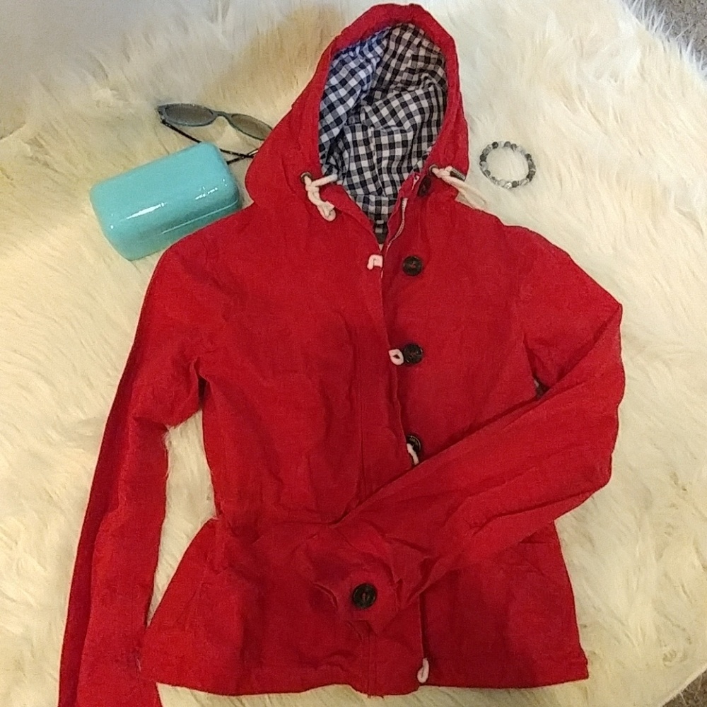 Ruby Red Abercrombie & Fitch Rain Jacket - image 1