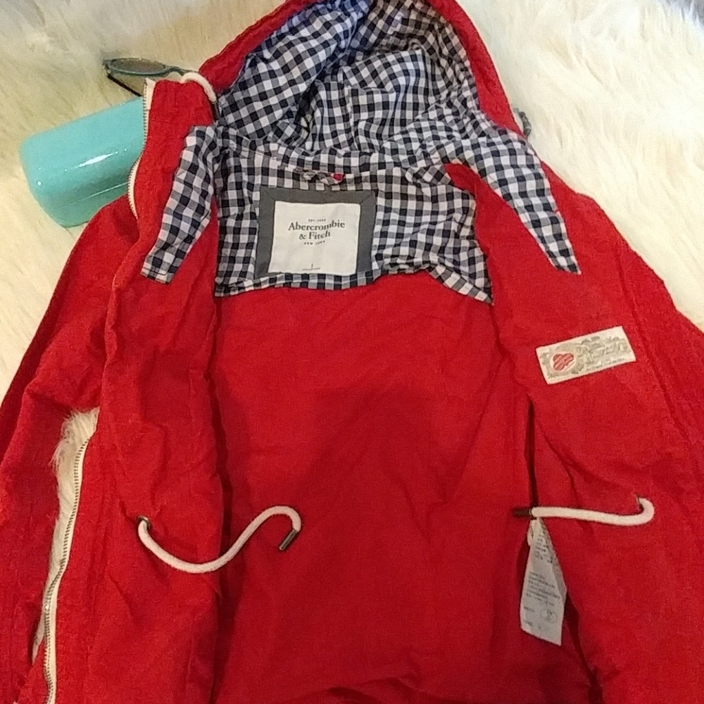 Ruby Red Abercrombie & Fitch Rain Jacket - image 3