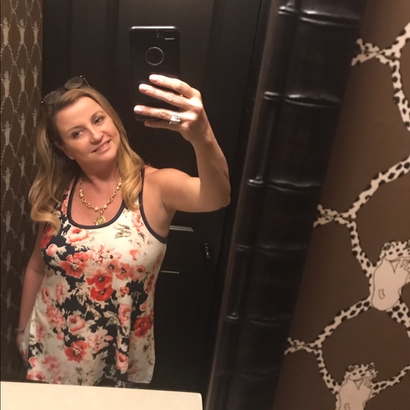 Floral and Navy Racerback Tank! Floral is a must! - Picture 2 of 8