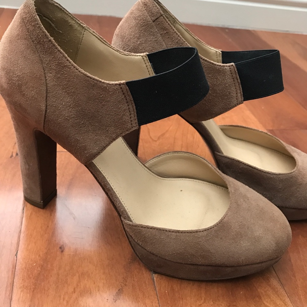 JCrew Tan Suede thick heels