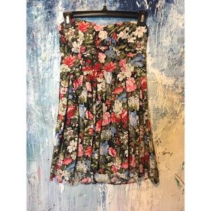 Floral strapless dress with bustier top