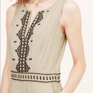 LOFT Linen Embroidered Romper, sz. 0P