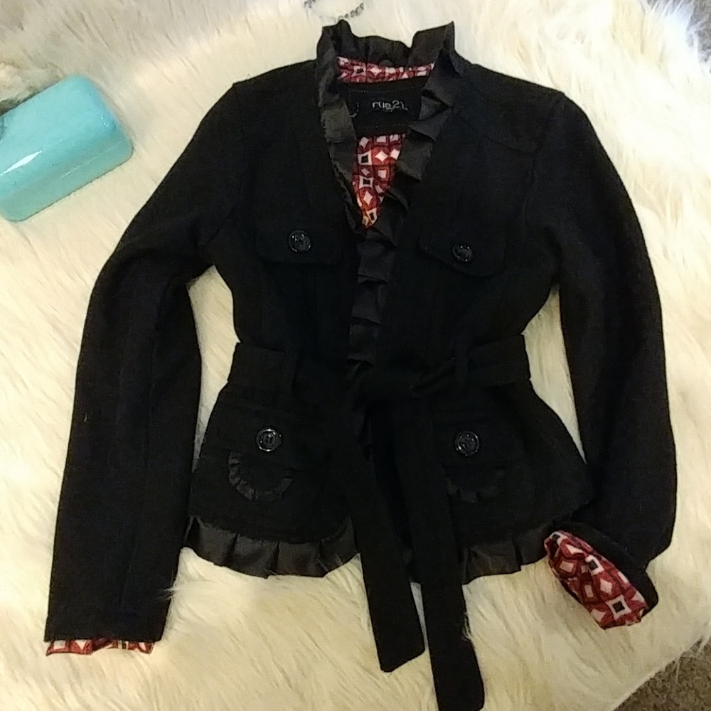 Rue 21 black wool with beautiful soft red lining