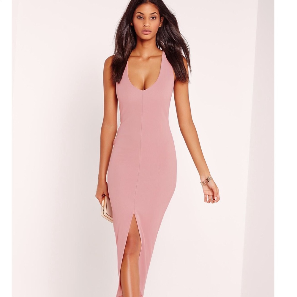 Deep plunge v neck dress