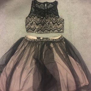 Two piece nude and black dress