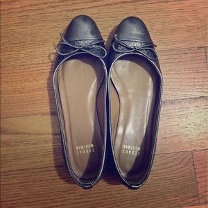 Stuart Weitzman metallic ballet flats with bows