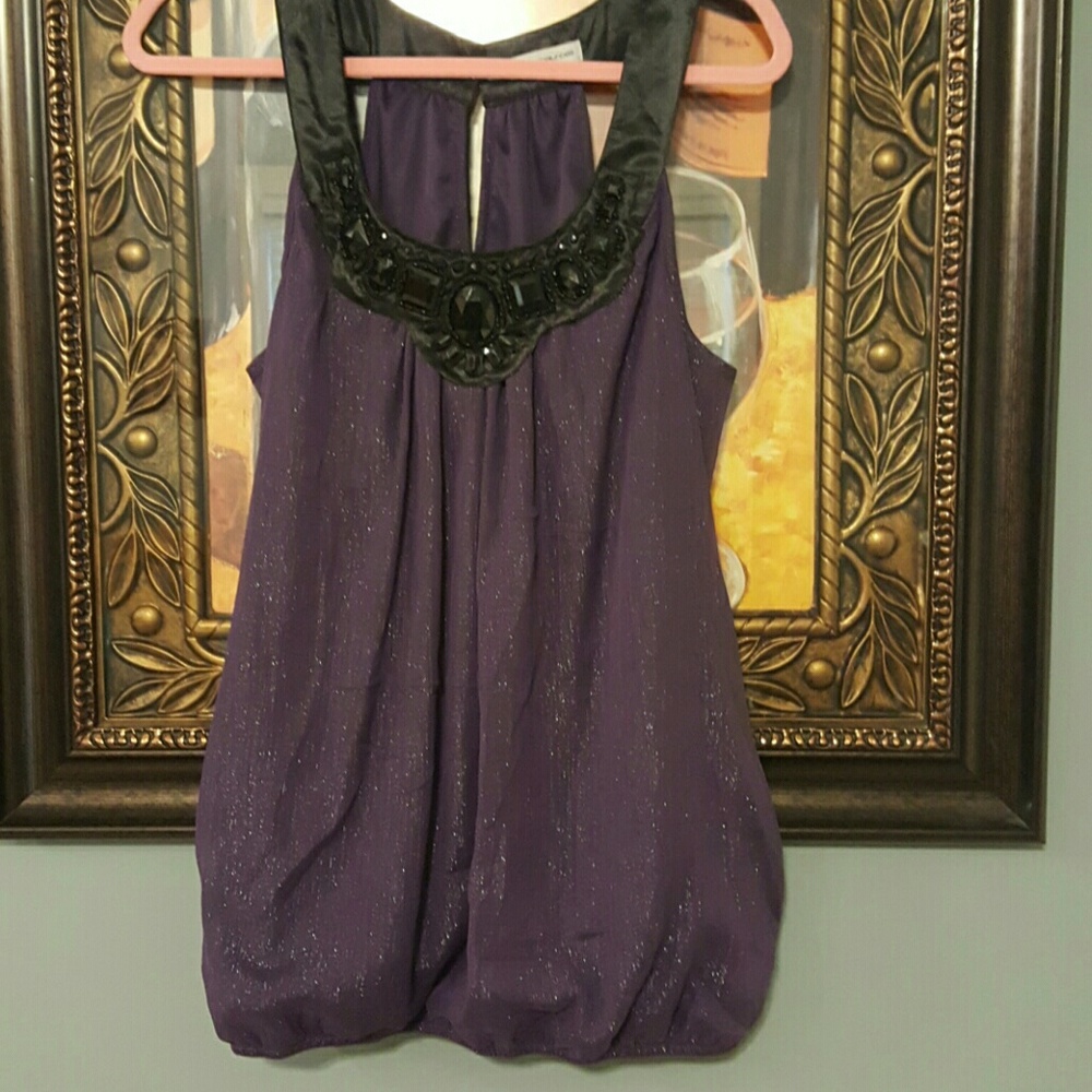 Maurices pretty jeweled neckline purple tank NWOT