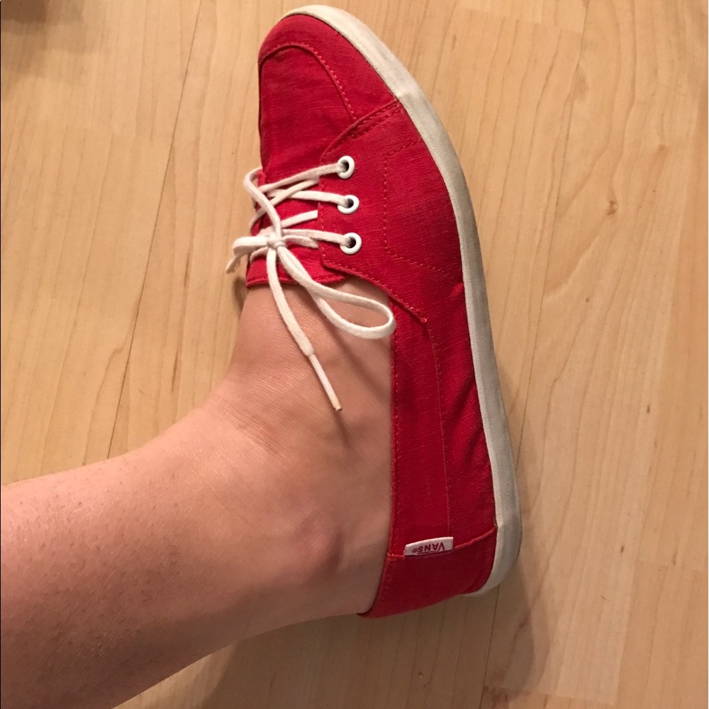 Vans red slip on