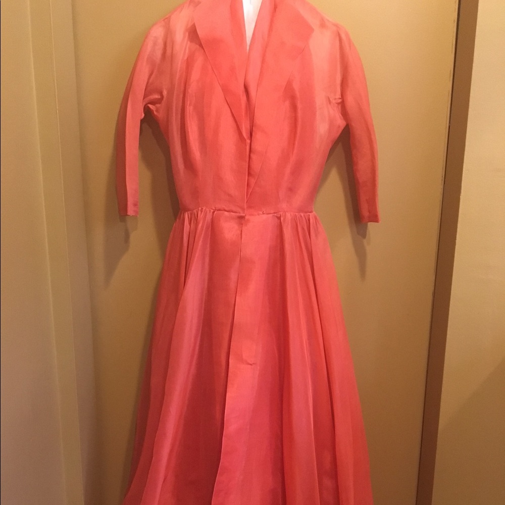 Vintage Salmon Halter dress w/matching jacket - Picture 6 of 14