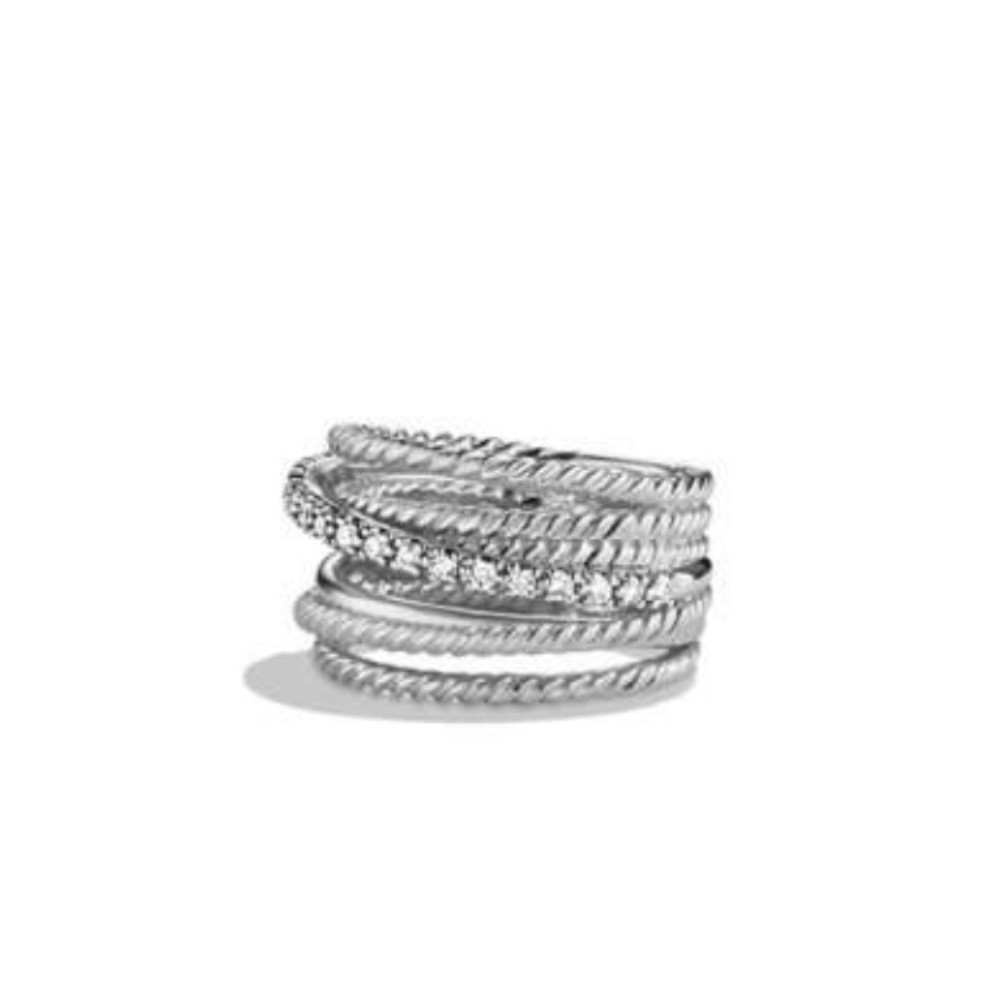 David Yurman crossover wide ring with diamonds