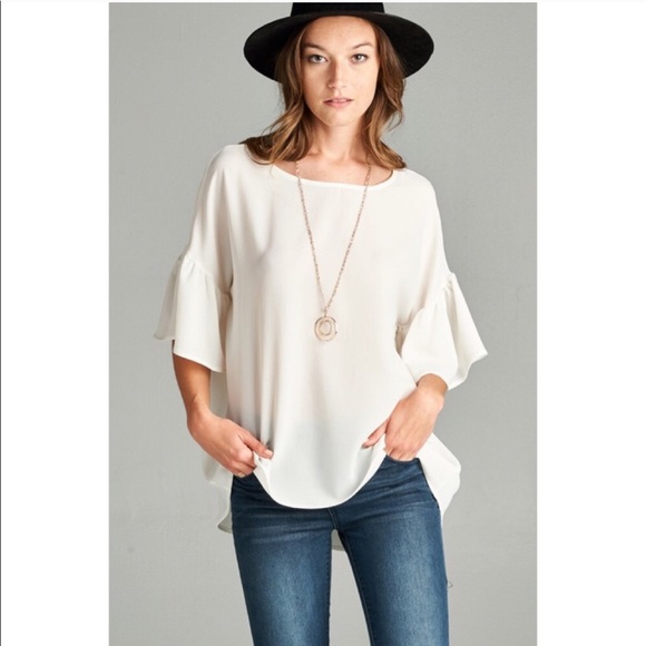 Bell Sleeve Top-BLUE - Picture 3 of 6