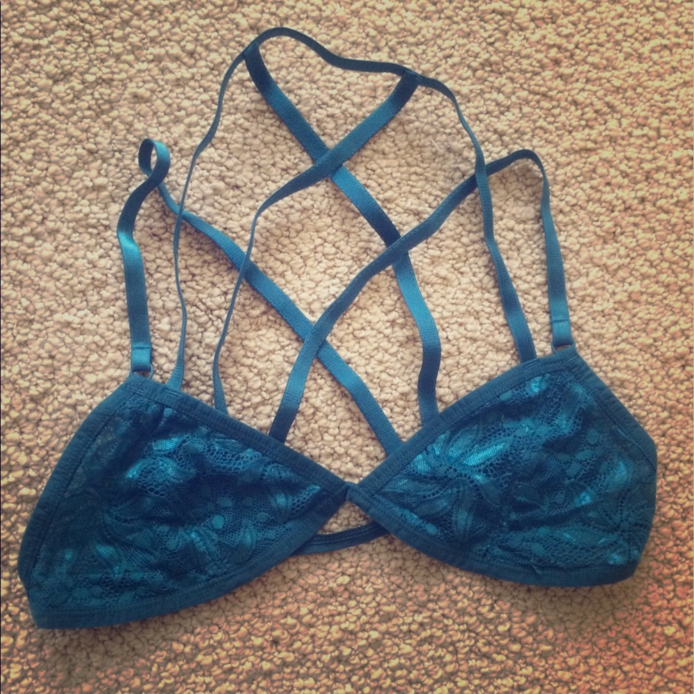 Turquoise Lace Twist Bralette NEW