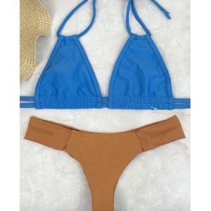 Bicolor Halter thong bikini set