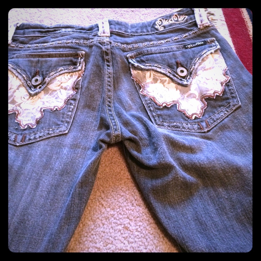 MISS ME lace flower jeans