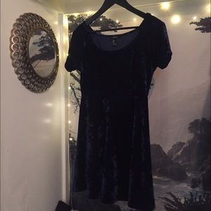 blue velvet babydoll dress