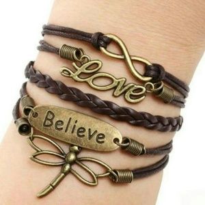 NWOT Love Believe Dragonfly Infinity bracelet