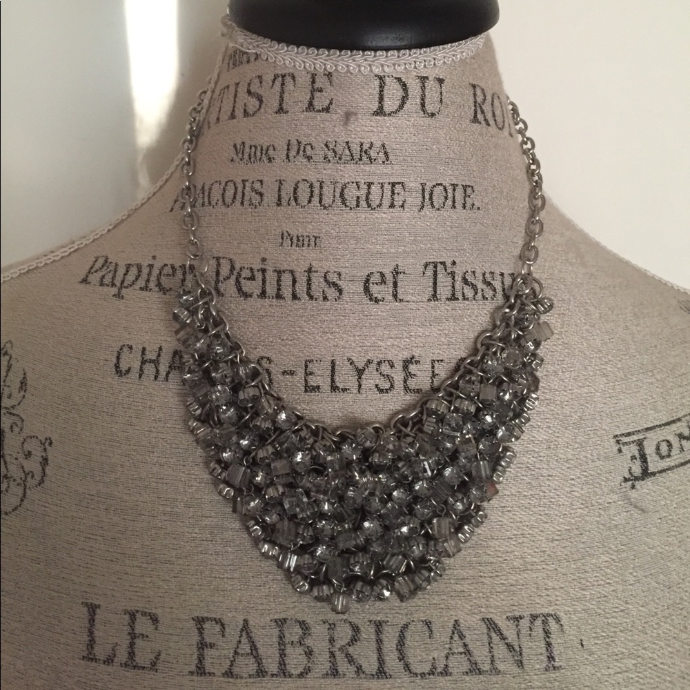 Adjustable silver cluster necklace