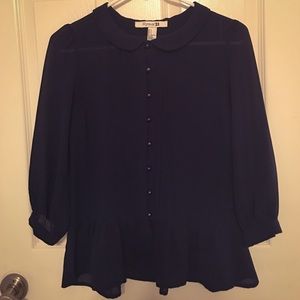 Navy Blue Peplum Top