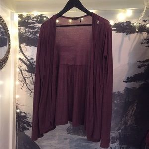 plum colored cardigan