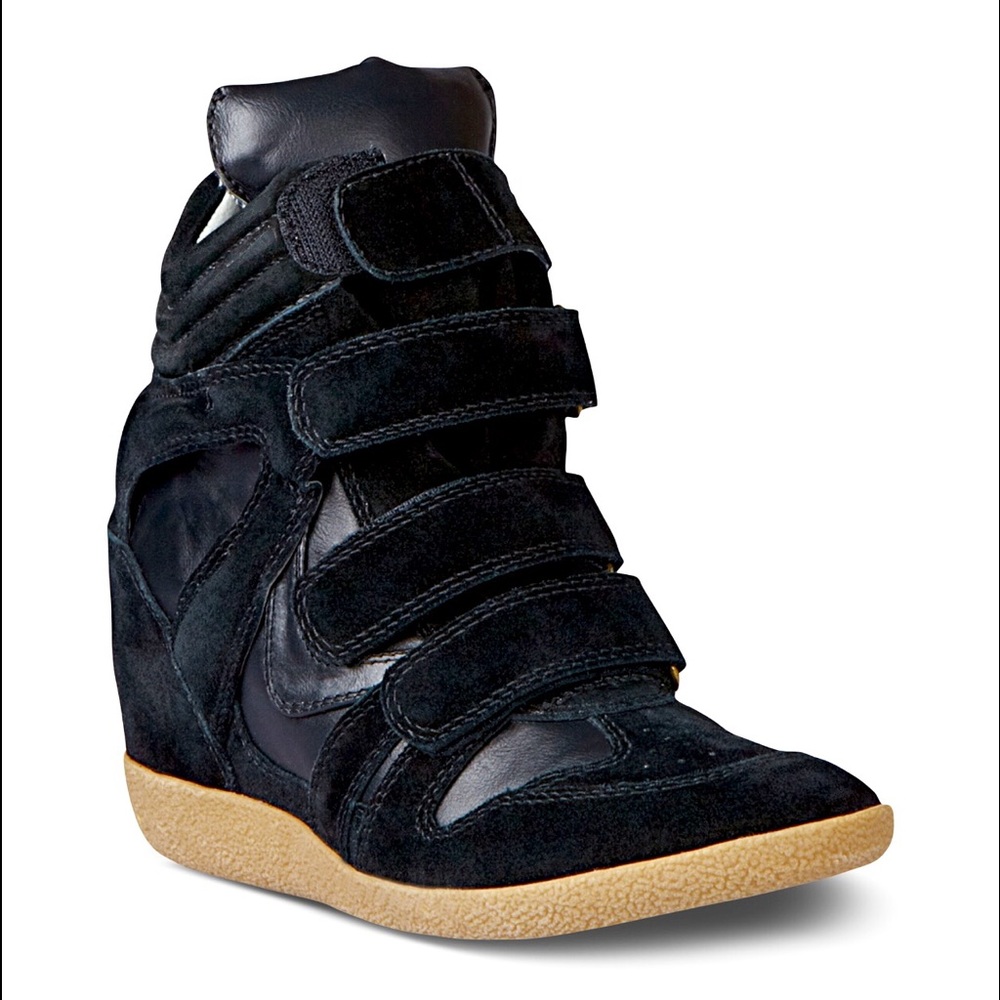 Steve Madden Women Black Hilight Wedge Sneakers