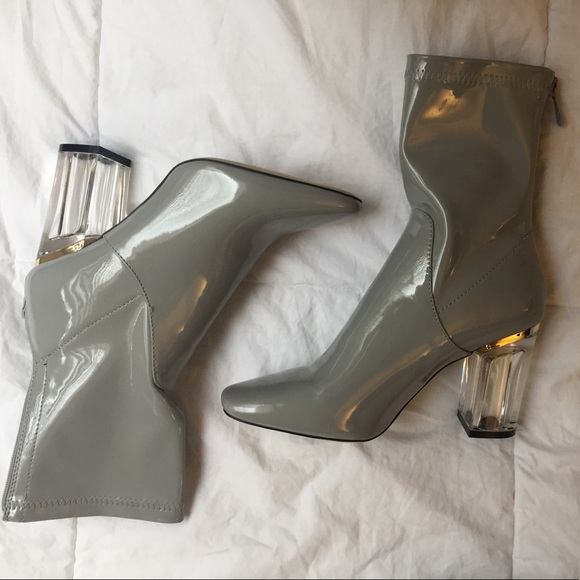 Missguided Shoes - Gray patent ankle boots