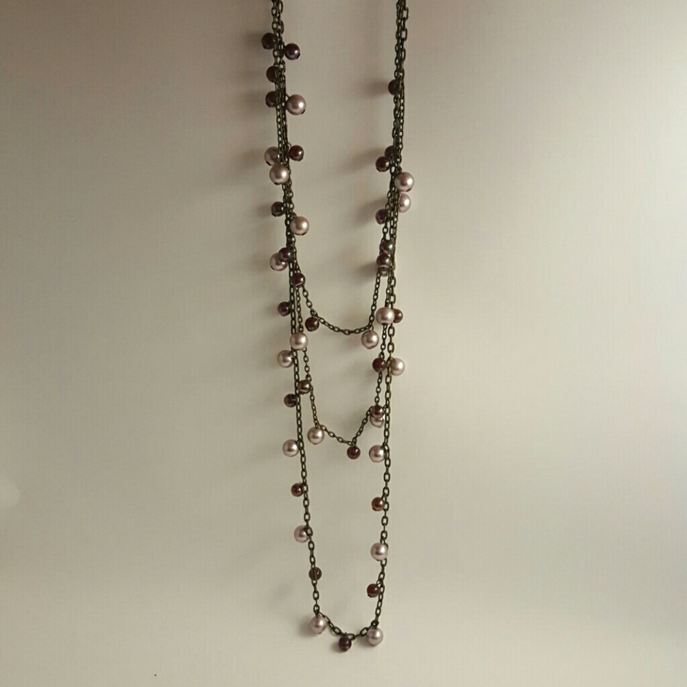 Purple and amethyst pearl layered necklace
