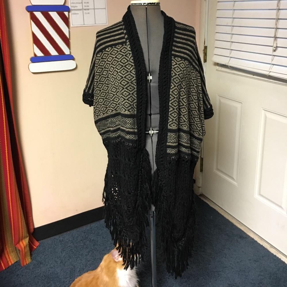 Tribal Print Fringe Sweater