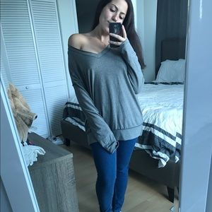 long sleeve v cut top Lulus topi FP