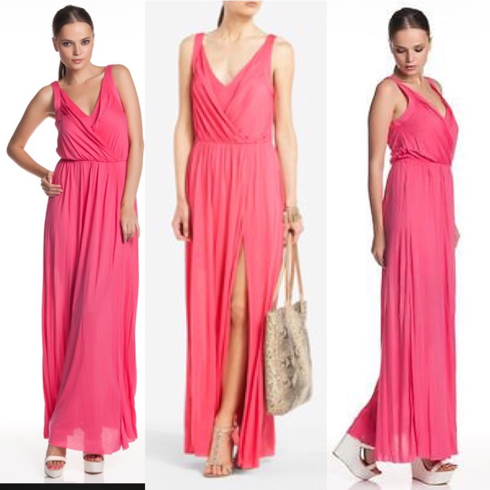Pink BCBG Pernilla Extra long Maxi Dress W/slit