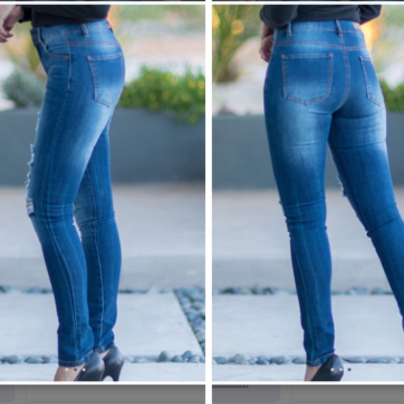 distressed skinny jeans - Picture 2 of 3