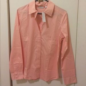 Pink long sleeve button down shirt, size Large