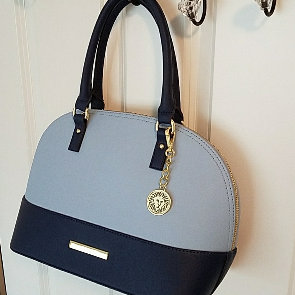 Anne Klein baby & royal blue purse - gold accents