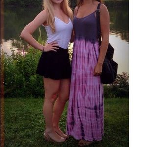 Grey and pink tie dye maxi dress