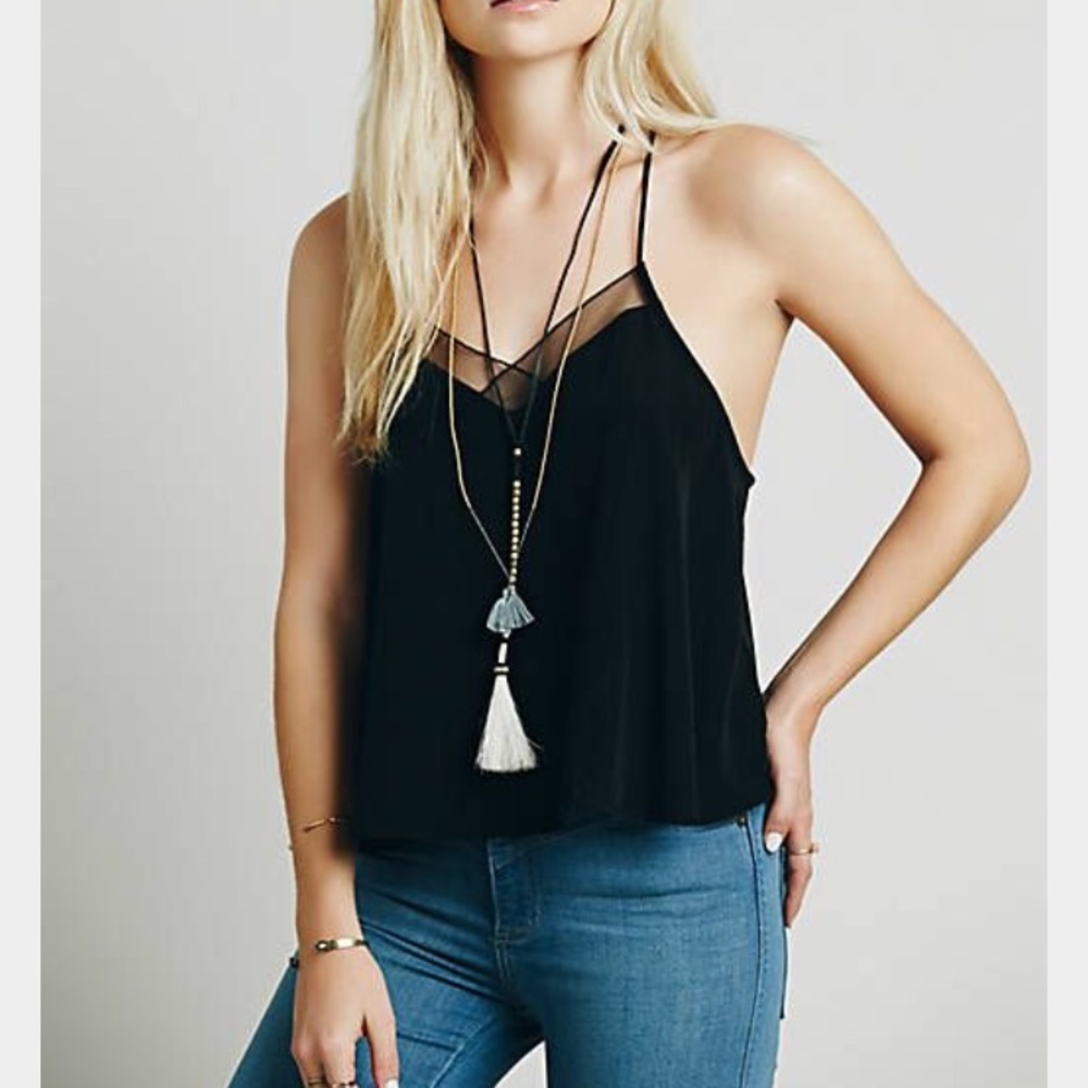 Free People Intimates Mesh White Tank Top