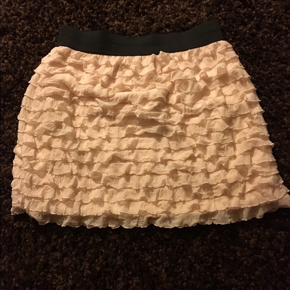 Silky Raffle skirt, pink/peach, stretch waist band