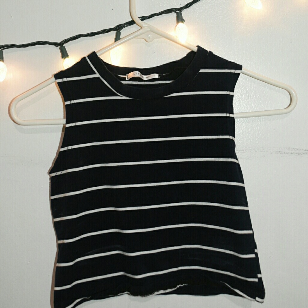 Navy Striped Crop Top