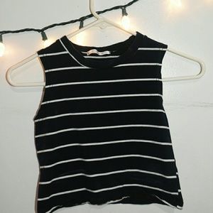 Navy Striped Crop Top