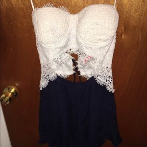 Lace open back romper