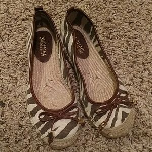 Michael Kors Canvas Zebra Ballet Flats